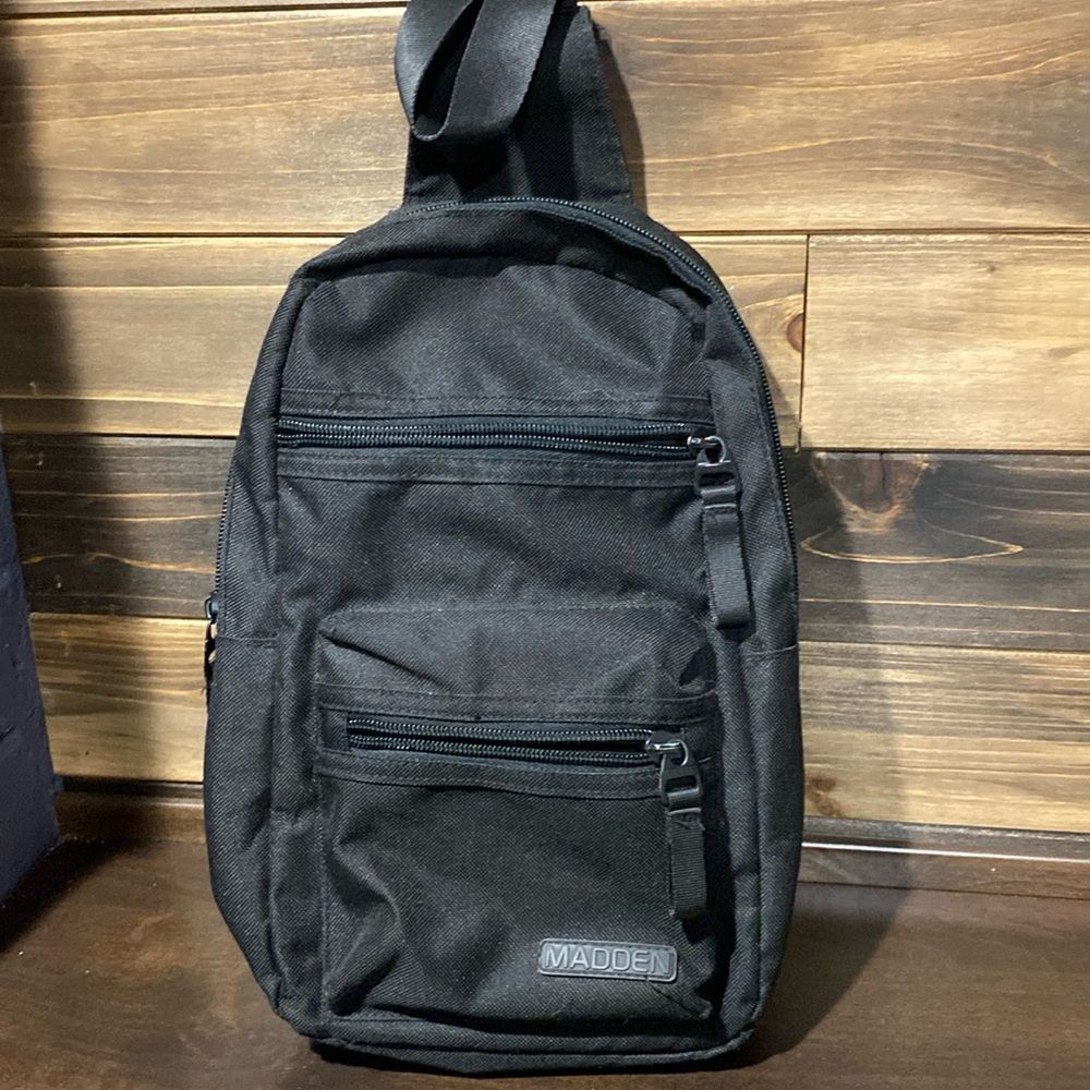 Madden Black Three Compartment Sling Travel Bag